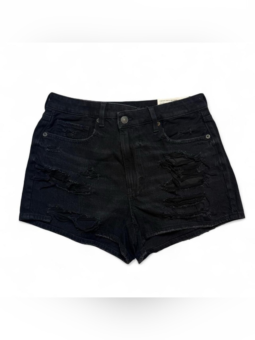 American Eagle Outfitters Black Distressed High-Rise Jean Shorts